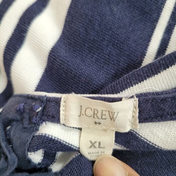 J.crew Women's Dress White with Navy Striped Scop Neck Sleeveless Dress Size XL - Picture 9 of 10